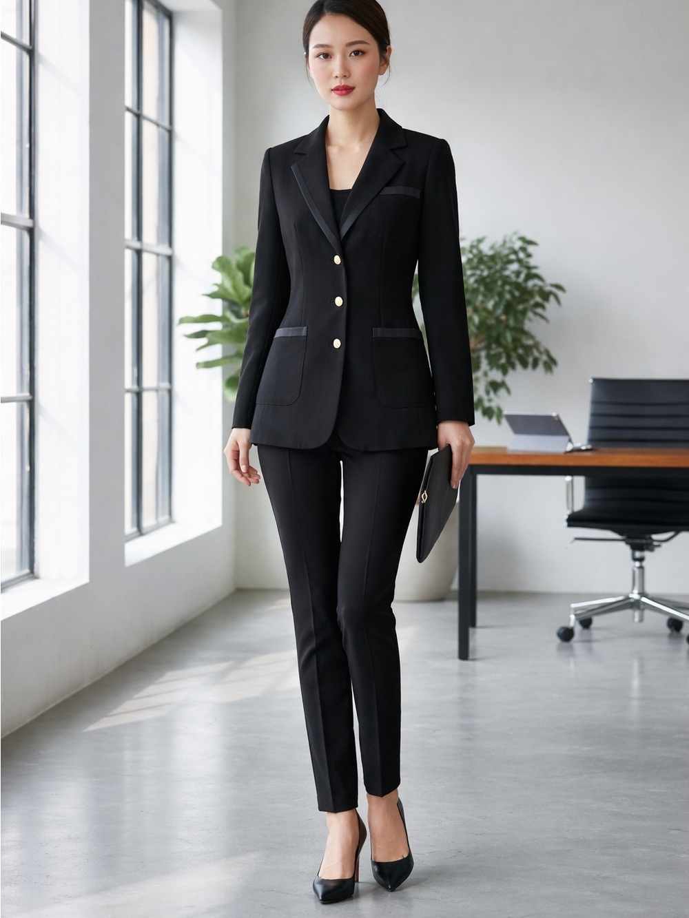 Vintage Studio Jax Black Blazer with Satin Trim size 4